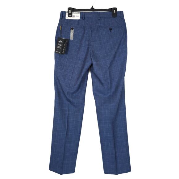 Michael Kors Men's Classic-Fit Stretch Wool Suit Pants Blue Plaid 30x30 NWT - Picture 3 of 6